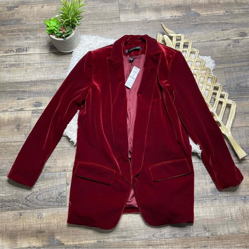 WHBM White House Market Black Market Velvet Relaxed Blazigan Blazer